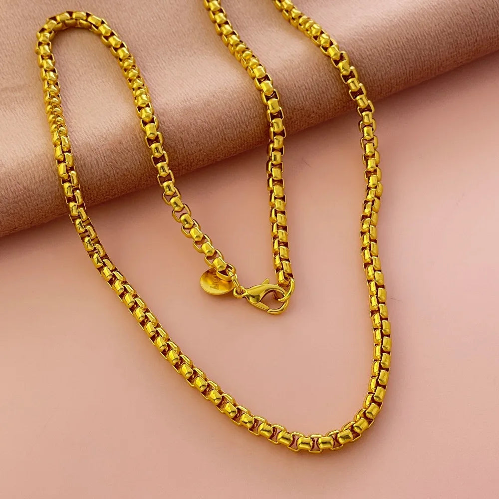 Round Box Chain Necklace 4mm — Gold-Tone, 18-24 Inches