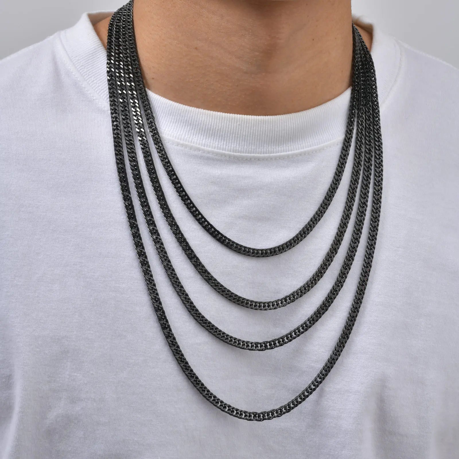 Punk Classic 3/5/7/9mm Width Cuban Chain Stainless Steel Necklace for Men Male Hip Hop Jewelry Accessories 50cm 55cm 60cm 70cm