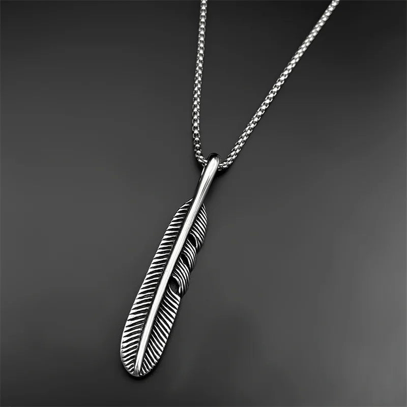 Silver Pendant Vintage Feather Leaf Shaped Sweater