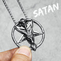 Gothic Baphomet Pentagram Pendant Men Necklace Stainless Steel Satanic Jewelry Heavy Metal Punk Chain Rock Punk for