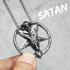 Gothic Baphomet Pentagram Pendant Men Necklace Stainless Steel Satanic Jewelry Heavy Metal Punk Chain Rock Punk for
