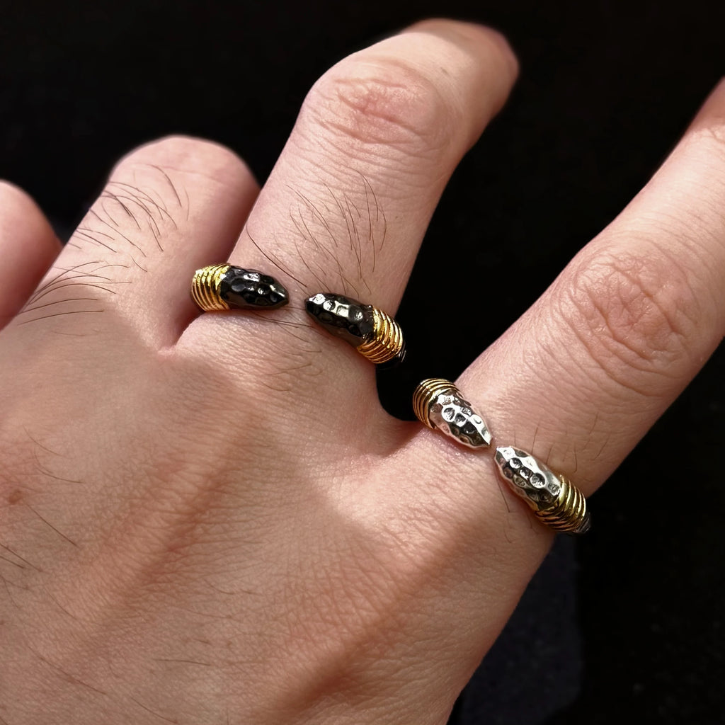 Retro Tang Grass Pattern Spearhead Adjustable Open Ring For Men Silver-plated Copper Punk Gothic Edgy Jewelry Accessories Gift