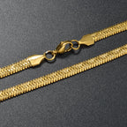 Flat Herringbone Chain Necklace — Stainless Steel