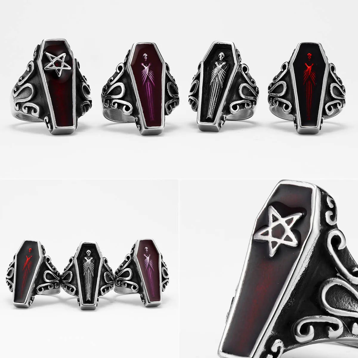 Gothic Vampire Coffin Ring — Stainless Steel