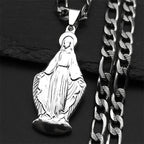 Virgin Mary Pendant Necklace — Silver