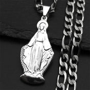 Virgin Mary Guadalupe Pendant Necklace — Silver