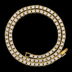 Hip Hop Iced Out Tennis Bracelet Necklace Men 4mm Tennis Chain Fashion Gold Color Jewelry Women Link 18/20inch Choker