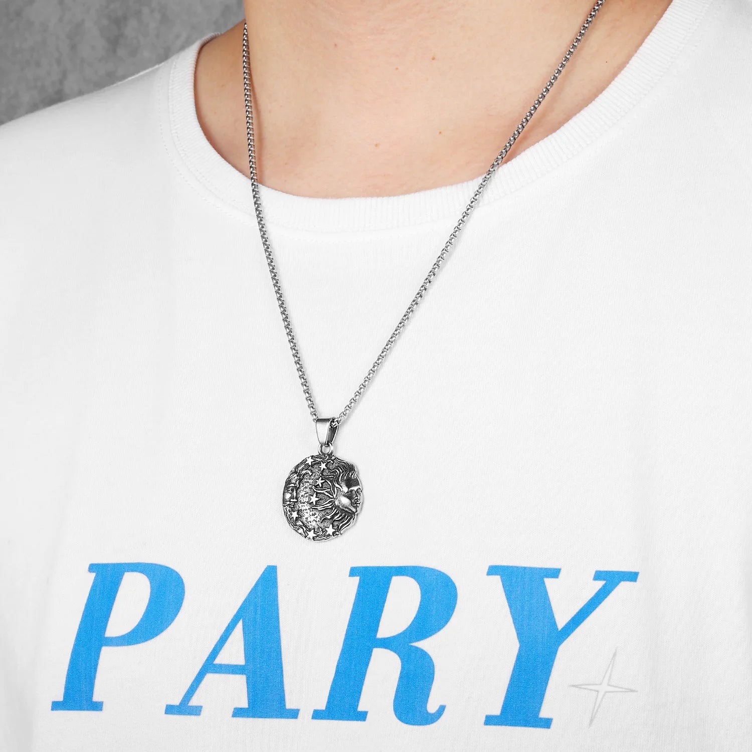 Greek Myth Sun Moon Pendant — Stainless Steel