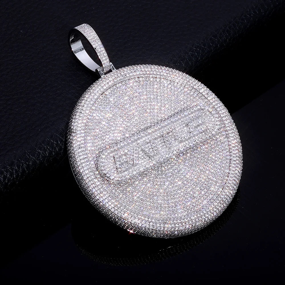 Iced Out Letter Pendant Necklace Round 8CM