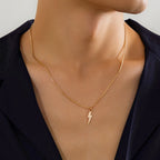 Lightning Bolt Box Chain Necklace — Stainless Steel