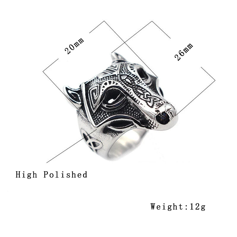 Viking Wolf Spiral Knot Amulet Ring — Stainless Steel