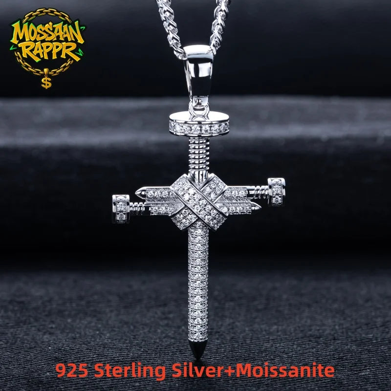 Iced Out Cross Pendant — 925 Silver