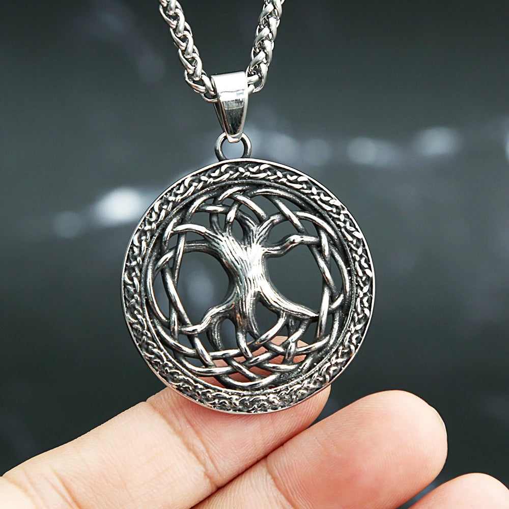 Viking Tree of Life Pendant — Stainless Steel