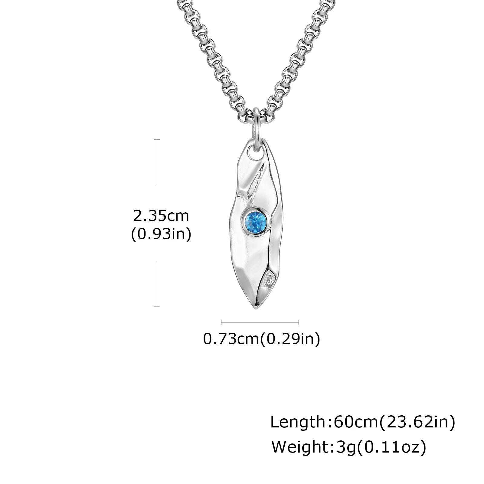 Blue Stone Pendant Necklace — Stainless Steel