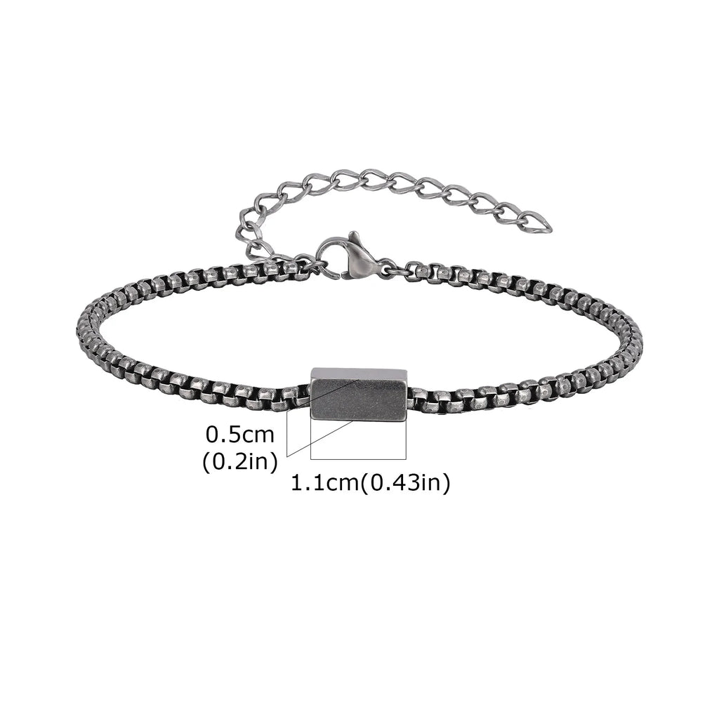Square Tube Box Chain Bracelet — Stainless Steel