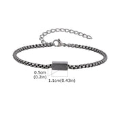 Square Tube Box Chain Bracelet — Stainless Steel