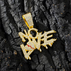 Men Women Hip Hop No Love Heart Letter Pendant Necklace with 13mm Cuban Chain Iced Out Bling Hiphop Necklaces Charm