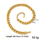 1pcs Wide Cuba Chain 40+5cm Stainless Steel Necklaces For Women Men Accessories Vinatge Jewelry On The Neck Necklace