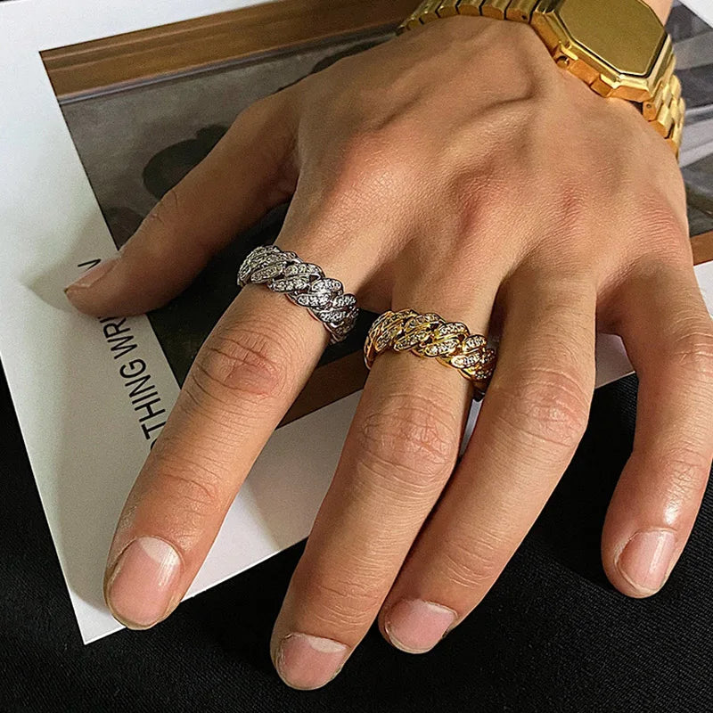 Iced Out Cuban Tennis Ring — Stainless