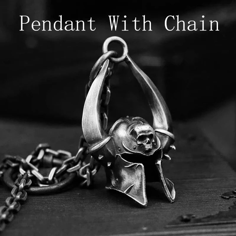 Onlysda Charms pendentif Gold Skull Pendant Necklace Men's Fashion Biker Punk Steel Chain Jewelry Antique Halloween Gift OSDZ035