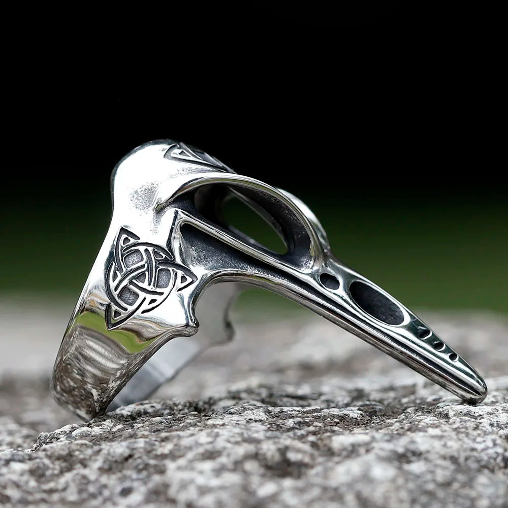 Viking Celtic Knot Raven Head Totem Ring — Stainless Steel