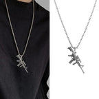 Fashionable and Domineering Ak-47 Submachine Gun Pendant Necklace Suitable for Men\'s Personalized Hip-Hop Rock Punk