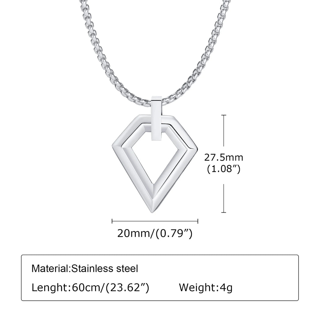 Hollow Geometric Square Pendant — Stainless