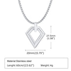 Hollow Geometric Square Pendant — Stainless