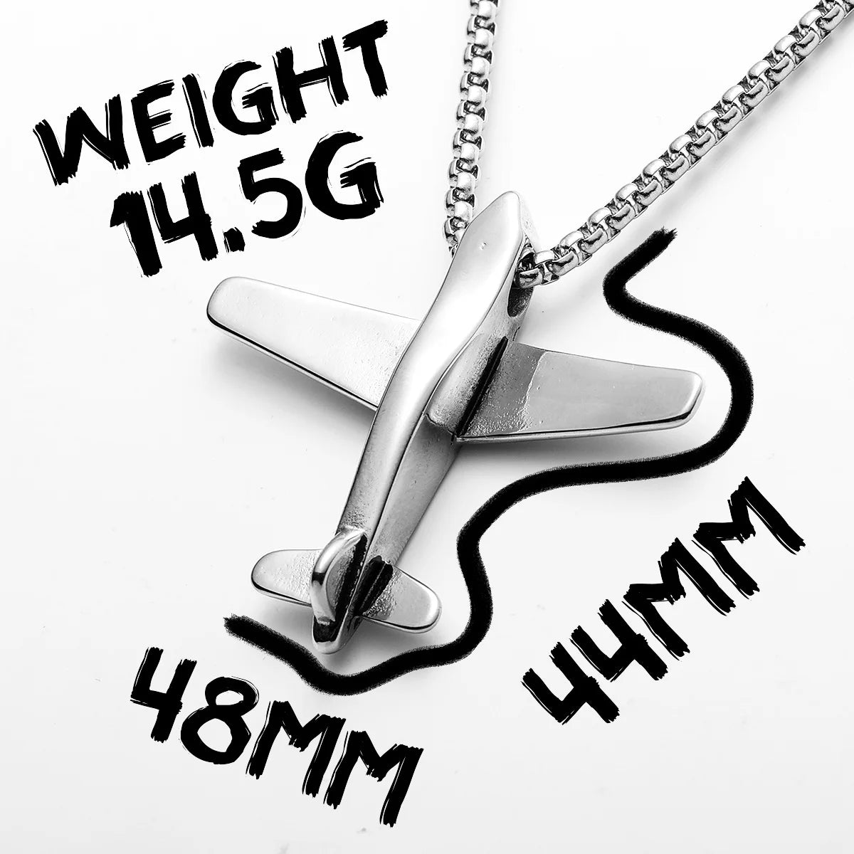 Airplane Pendant Necklace — Stainless Steel