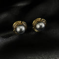 18K Gold Pearl Stud Earrings — Gold