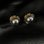 18K Gold Pearl Stud Earrings — Gold