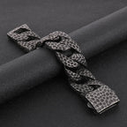 Heavy Curb Bracelet for Men Vintage Stainless Steel Foundry Tapping Pattern Cuban Chain Male Bangle Bracelets Jewelry