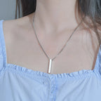 Vertical Blank Bar Pendant Necklace — Stainless Steel