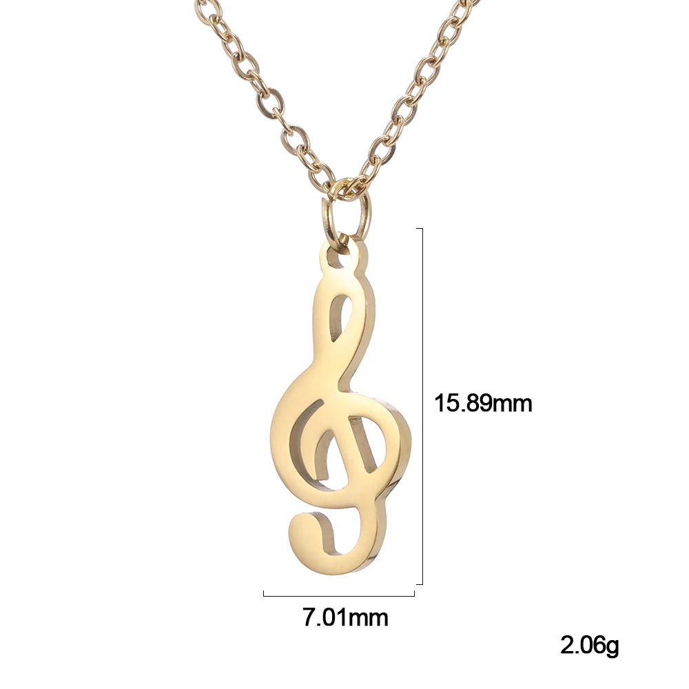 Music Necklace Treble Clef Note Chain Musical Symbol Staff Notation Gift For Woman Men Stainless Steel Pendant Jewelry