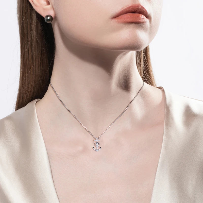 Iced Out Anchor Pendant — 925 Silver