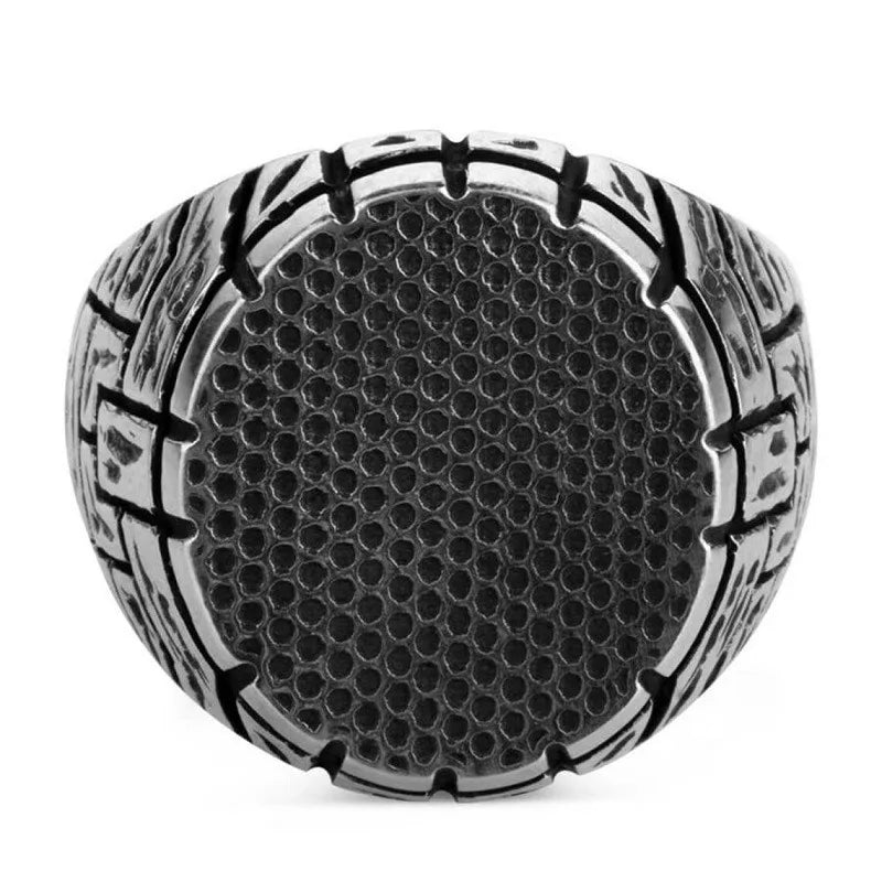 European and American retro personalized patterned men's geometric ring