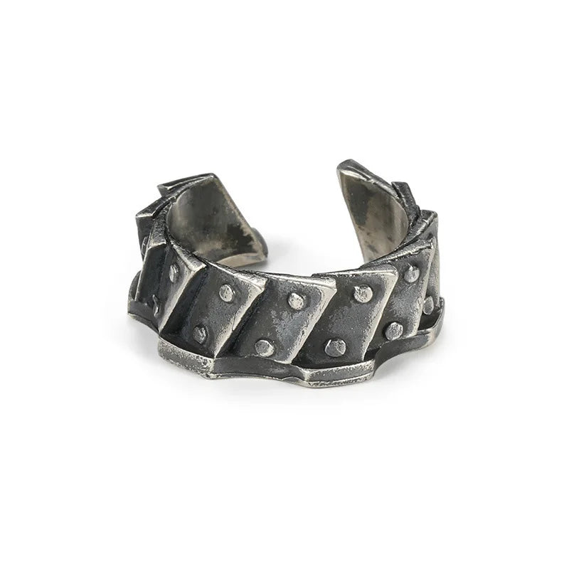 Retro Cyberpunk Gear Armor Ring For Men Antique Punk Gothic Adjustable Ring Handmade Rock Biker Accessories Man Jewelry Gift