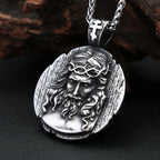 Jesus Round Pendant — Stainless Steel
