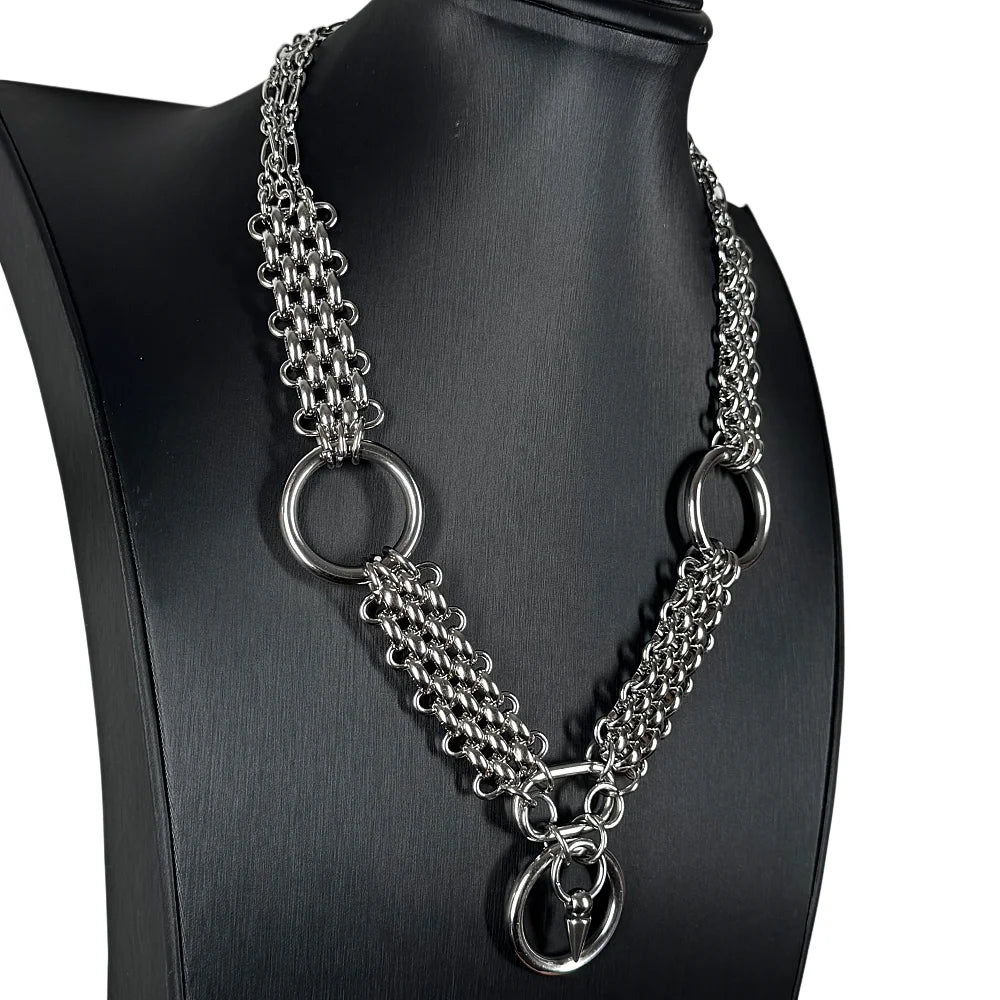 Personalized Punk Grunge Rock Spike Chain Cool Fashion Handmade Geometric Necklace Goth Y2k Charm Jewelry Hip Hop