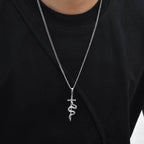 Cross Snake Cuban Chain Pendant Necklace