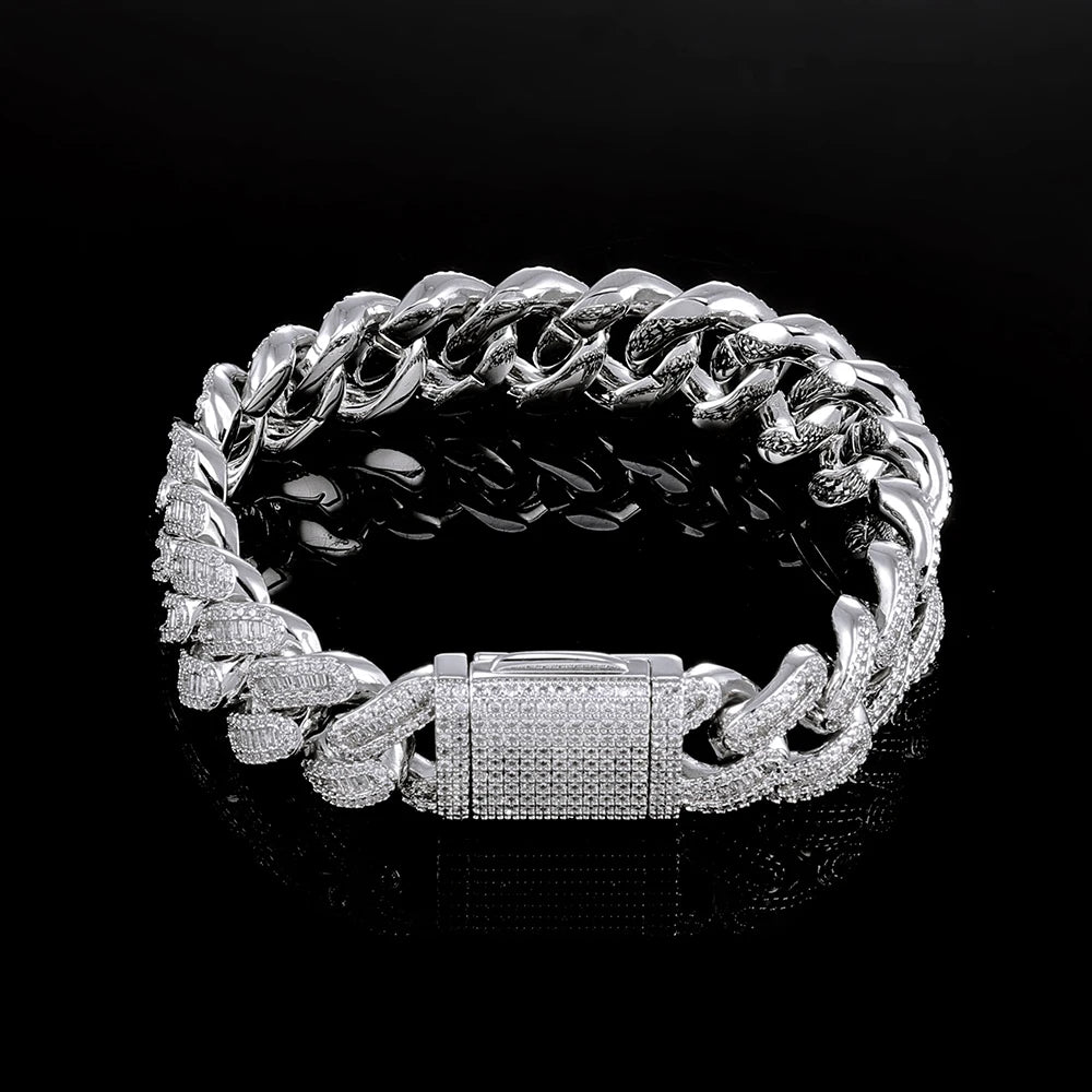 NUOYA Hip Hop 15mm Iced Out Zircon Bracelet Hip Hop Miami Cuban Chain Bracelet Men Jewelry Gift
