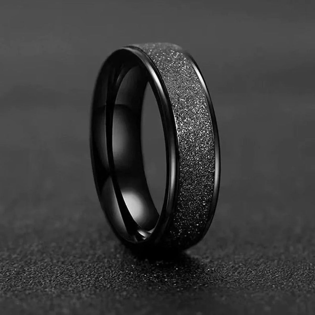 1Pcs New Trendy Frosted Stainless Steel Ring for Men Women Fashion Simple Black Color Exquisite Finger Rings Jewelry