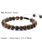 8mm Natural Stone Bracelet For Men Handmade Weaven Thread Braclet Boyfriend Gift Tibetan Buddhist Rosary Beads Braslet
