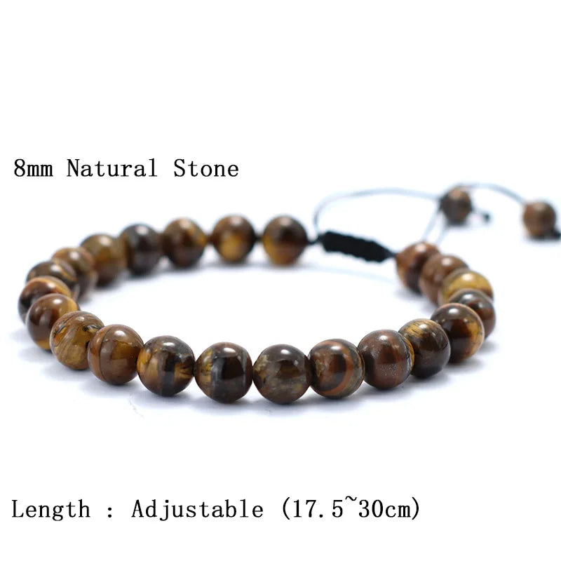 8mm Natural Stone Bracelet For Men Handmade Weaven Thread Braclet Boyfriend Gift Tibetan Buddhist Rosary Beads Braslet