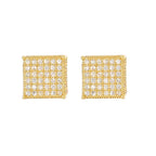 Gold Color Earrings For Men Women Punk Silver Color Square Cubic Zirconia Earings Sparkling Jewelry Gift For Male