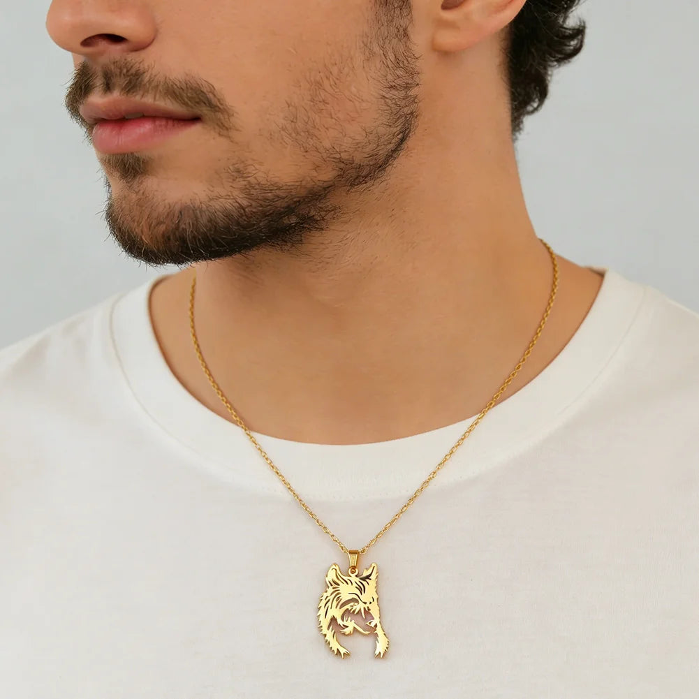 Wolf Head Necklace for Men Women Stainless Steel Animal Neck Chain Gift Punk Jewelry Birthday Gifts 2026 Wholesale New