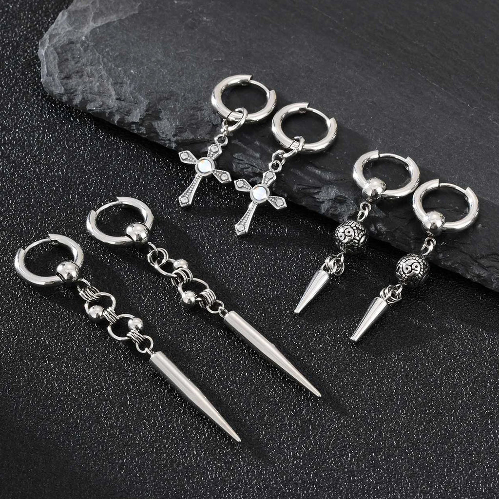 Cross Hoop Earrings — Stainless Steel