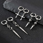 Cross Hoop Earrings — Stainless Steel