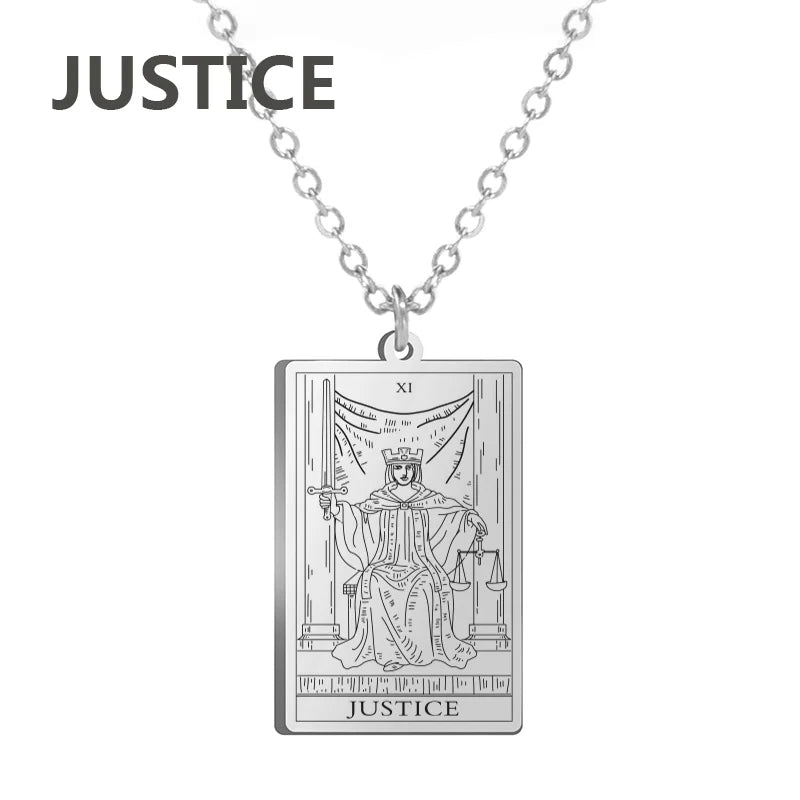 LIKGREAT Tarot Card Necklace Major Arcana Tarots Stainless Steel Necklaces Divination Jewelry Birthday Gift for Women