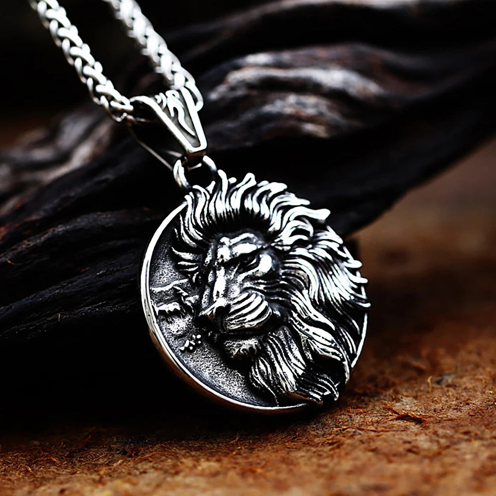 Vintage Viking Wolf Pendant Necklaces For Men Punk Street Rock Nordic Stainless Steel Odin Wolf Head Necklace Fashion Jewelry